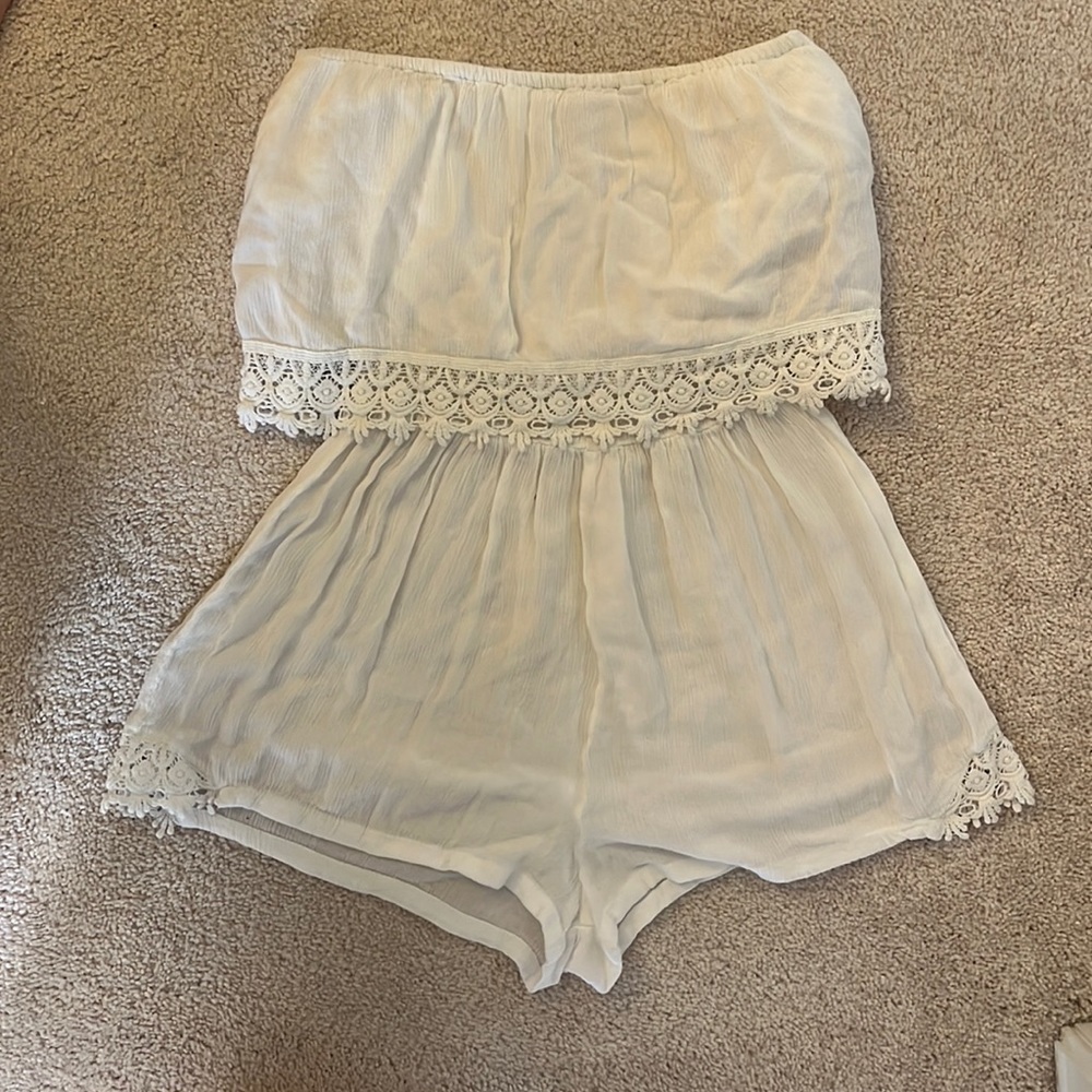 White strapless romper
